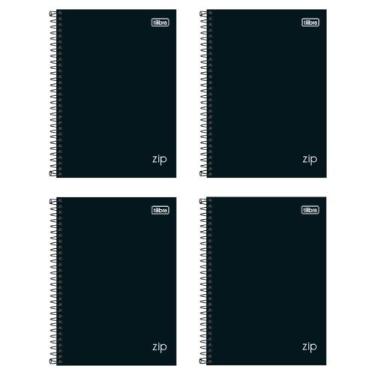 Imagem de Kit 4 cadernos zip preto 80 folhas 140mm x 200mm - tilibra