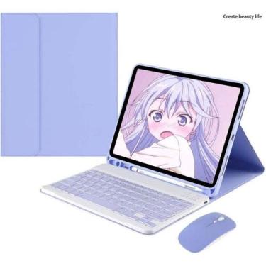 Imagem de Capa de teclado e mouse para Galaxy Tab S6 Lite roxa - Lightbek Offici