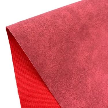 Imagem de 1 Peça De Tecido PU Fosco De Camurça Sintética - À Prova D'água, Durável Com Textura Transparente, 0,8 Mm De Espessura - Suporte De Feltro Macio Para Roupas Artesanais DIY(Red,20x120cm)