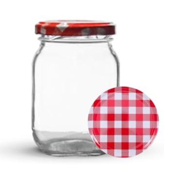 Imagem de Conjunto de 5 Potes de Vidro de 268ml com Tampa Metálica Cores (Vermelho)