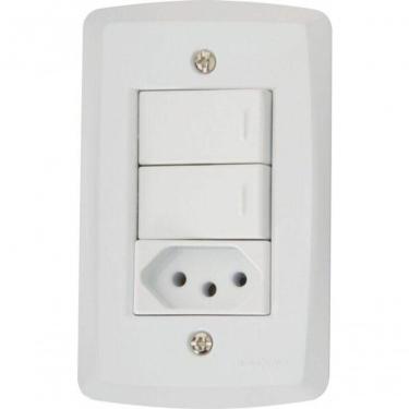 Imagem de Conjunto 4x2 2 Interruptores Paralelos 10 A 250 V 1 Tomada 2p+t 10 A 250 V Tramontina Lux2