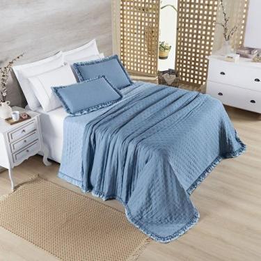 Imagem de Colcha Queen 3 peças Cobre leito Dupla Face Alice - Bia Enxovais, Azul