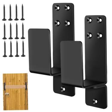 Imagem de Barra de segurança para barricada de porta, 2 suportes de barricada de porta, barra de segurança de aço carbono em forma de U, suportes 2 x 4 impedem entrada não autorizada, preto, dispositivos