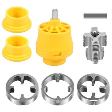 Imagem de Ferramenta de fabricação de rosca de PVC, kit de ferramentas de encanamento com vários tamanhos de molde, molde redondo de tubo de plástico, rosqueador de tubo de PVC com 3 matrizes, 1/5.1 cm, 3/10.2
