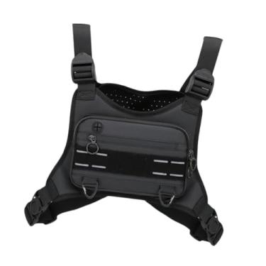 Imagem de UGPLM Bolsa de peito para atividades ao ar livre, colete de viagem com zíper e clipes, bolsa utilitária de neoprene para treino, caminhada, mulheres e, Preto