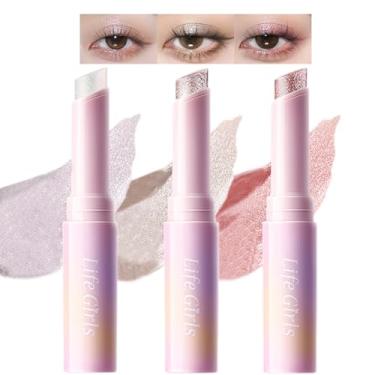 Imagem de Dulele 3 peças de bastão de sombra com glitter gelatinoso, lápis de sombra iluminador leve, brilho de geleia de cristal, fácil de misturar, giz de cera de sombra