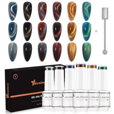 Imagem de Nicedeco Esmalte de unhas Hema Free Cruelty Free Vegan Cat Eye, esmalte de gel U V de alto brilho de longa duração, conjunto de 6 cores 44