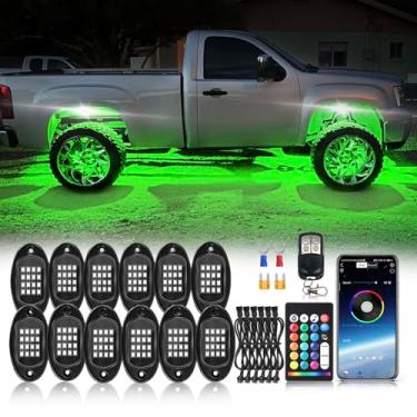Imagem de ZONECONA Kit de luzes LED RGB segmentadas de 12 unidades com controle remoto APP/RF, luzes multicoloridas atualizadas, modo de música neon à prova d'água, luz inferior de 12 V para caminhões
