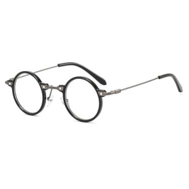 Imagem de Óculos de sol com proteção UV400 para homens e mulheres | Lente pequena redonda punk degradê | Para direção e esportes ao ar livre, preto transparente