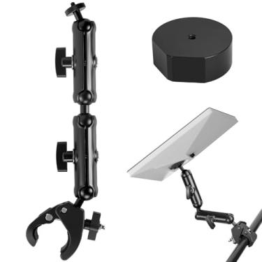 Imagem de Mini suporte Starlink, extensão de braço longo duplo de alumínio, acessórios de montagem de mini poste Starlink, suporte de braçadeira ajustável para trailer/poste/rack de telhado/iate, compatível com