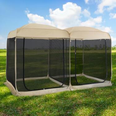 Imagem de Alvantor Tela House Room 2024 Atualizado 2 Em 1 Tenda de Tela Pop Up Gazebo com Rede Mosquiteira de Malha, Sombra Solar Dossel Externo para Pátio, Camping, Quintal E Atividades Externas-12' X 7,5', Be