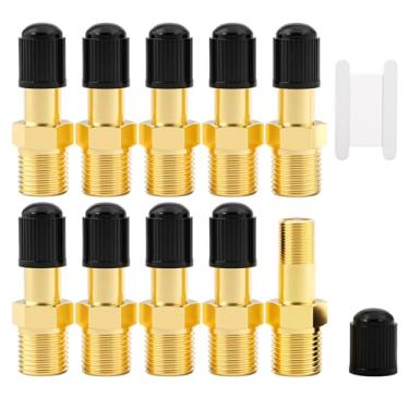 Imagem de GASHER Válvula De Tanque Anticorrosão Latão Schrader 1/8" Npt Com 10 Peças, Para Uso Tanques Compressor Ar