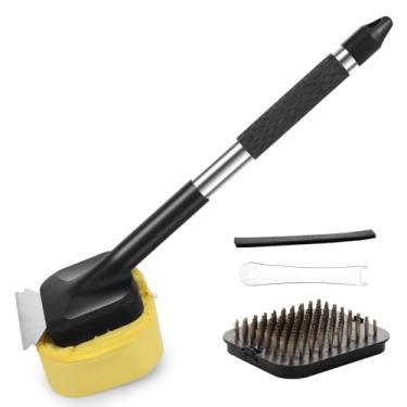 Imagem de ZFLYCANP Escova de grelha de aço inoxidável, limpador de churrasco eficiente, escova reutilizável para grelhas de ferro fundido de porcelana de aço inoxidável (B)