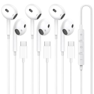 Imagem de Fones de ouvido USB C para iPhone 17 16 15, para iPad Pro 【Pacote com 3】 Fones de ouvido tipo C com controle de volume para fones de ouvido Apple USB C com fio, para Google Pixel 8 7 6A 5 para Samsung
