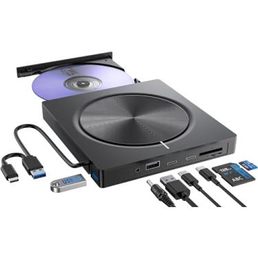 Imagem de Umaniy Unidade externa de CD/DVD, leitor de DVD 8 em 1 para laptop, leitor de DVD portátil USB 3.0, unidade ROM, gravador de CD, disco externo compatível com laptop e desktop, Windows 11/10/8/7