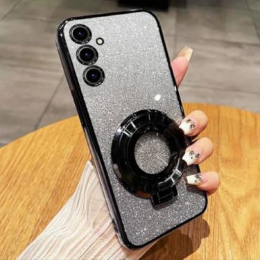 Imagem de Capa com suporte de glitter para Samsung A56 A36 A26 A16 06 55 35 25 15 05s 73 72 71 54 53 52/s 51 34 33 32 24 23 22 14 13 12 4g 5g (para Samsung A34 5G/preto)