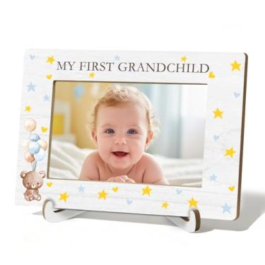 Imagem de HSIASHENG Porta-retrato First Time Grandparents Gifts 10 x 15 cm, porta-retratos para novos avós, porta-retratos My First Grandchild, 10 x 15 cm, para decoração de mesa de mesa