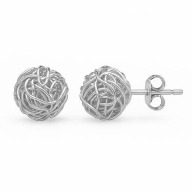 Imagem de Brinco Bola Fios Aramado Folheado a Prata 925 8mm - Papillon Semi Jóia