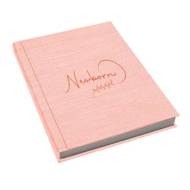 Imagem de Álbum de fotos Ical, encadernação fotolivro autocolante, folhas de papel rígido branco, para 20 fotos 10x15cm vertical - linha Instalivro - modelo newborn salmão com textura - 755 NEW