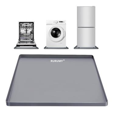 Imagem de Panela de silicone para máquina de lavar roupa 68 x 68 cm - Bandeja de drenagem à prova de vazamento com borda elevada, tapete protetor de piso antiderrapante para lavadora e secadora, almofadas