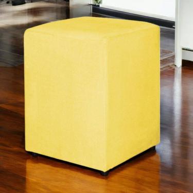 Imagem de Puff Decorativo Quadrado Para Sala Quarto Suede Amarelo Madelina Decor