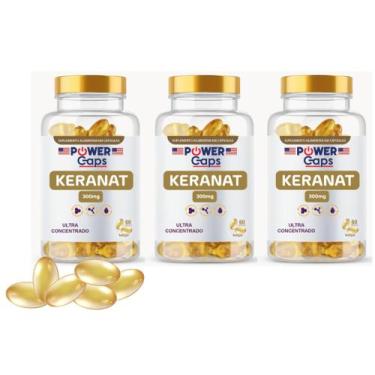 Imagem de Kit 3 Keranat 300mg 180 Cápsulas Softgel Crescimento Capilar - Power C