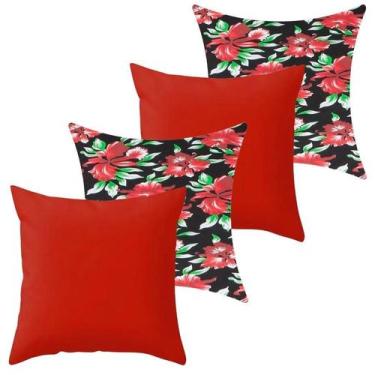 Imagem de Kit 4 Capa De Almofada 40X40 Malha Com Zíper Lisa Estampada - Ametista