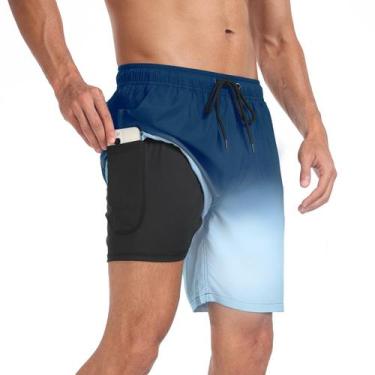 Imagem de Calções de banho Inloko, forro de compressão masculino Quick Dry 18 cm