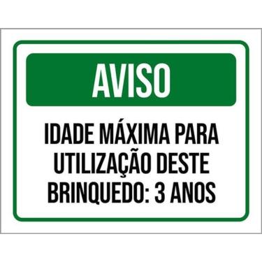 Imagem de Kit 10 Placas Aviso Idade Máxima Utilização Brinquedo 3 Anos
