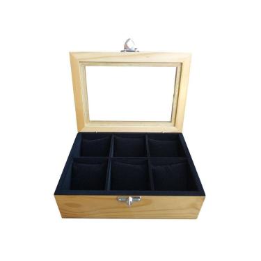 Imagem de Estojo/Caixa para 06 Relógios - Marfim Flocado de Preto