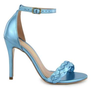 Imagem de Sandália VL Metalizada Bico Redondo Tira Trançada Salto 10cm - Vitória