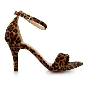 Imagem de Sandália Vitória Lugo Salto Fino 8cm Bico Redondo, Onça, 38