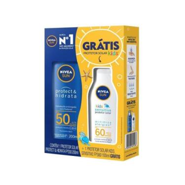 Imagem de Kit Protetor Solar Cor e Faci Nivea FPS 50 Sun Protect & - Hid 200ml c