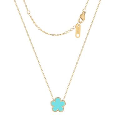 Imagem de KINFERTE Colar de trevo banhado a ouro 18K para mulheres, colar de trevo de quatro folhas, pingente de flor de dupla face, joias delicadas, presentes de aniversário para mães e mulheres, irmãs, avós