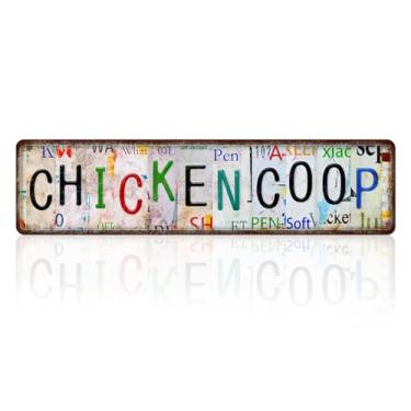 Imagem de Bnesi Metal vintage galinheiro decoração de lata galinheiros placas de rua decoração de parede para sala de estar quarto interior exterior decoração de galinha para galinheiro engraçado ao ar livre