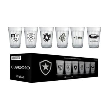 Imagem de Conjunto com 6 Copos Americanos em Vidro Estampa Escudos Históricos Times Brasileiros Capacidade de 190ml (BOTAFOGO)