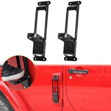 Imagem de JeCar Acessórios exteriores de pedal dobrável de metal para pé dobrável para Jeep Wrangler JK JKU 2007 – 2018, Jeep Wrangler JL JLU e 2020 Jeep Gladiators JT, Preto