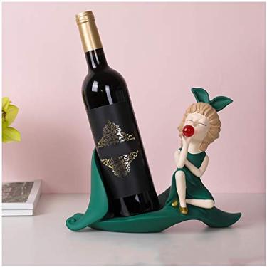 Imagem de Suporte de garrafa de vinho tradicional para meninas pequenas com suporte decorativo de mesa para vinho suporte de exibição para decoração de bar em casa rack de resina suporte de vinho (cor: C)