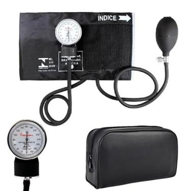 Imagem de Esfigmomanometro Aneroide Premium, Braçadeira Resistente, Medidor de Pressão de Braço Manual (Preto)