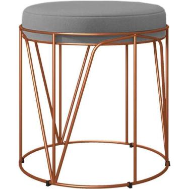 Imagem de Puff Decorativo Aramado Bronze Zaya L02 Corano Cinza - LYAM DECOR