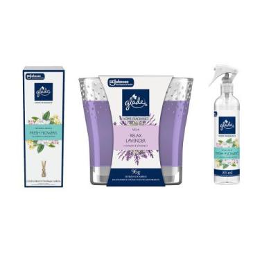 Imagem de Kit Glade Difusor de Aromas 100ml + Odorizador Ambiente 265ml + Vela P