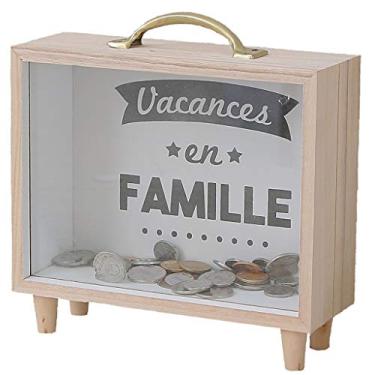 Imagem de FKJLUN Cofrinho mealheiro quadrado de madeira cofrinho transparente cofre poupança dinheiro banco com rolha melhor presente para crianças caixa de poupança de dinheiro crianças