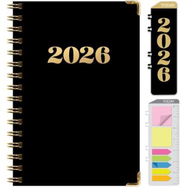 Imagem de Agenda HARDCOVER 2026, 14 cm x 20 cm: 14 meses (novembro de 2025 a dezembro de 2026), agenda mensal diária, agenda anual, marcador de livro, pasta de bolso e conjunto de notas adesivas (número de ouro