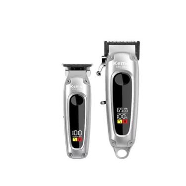 Imagem de Maquina de Cortar Cabelo Profissional Kemei + Maquina de Acabamento KM