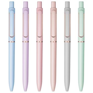 Imagem de Wanmu Canetas de gel, 6 peças de caneta de tinta preta de 0,5 mm, ponta fina, material escolar de escritório, série de alta qualidade, presentes estéticos fofos para mulheres e homens, anotações de