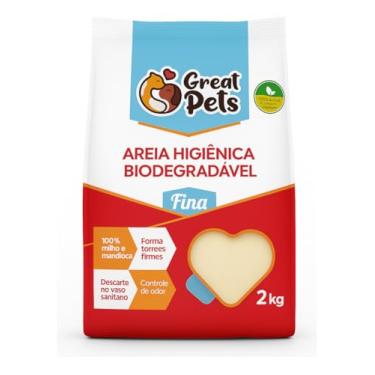 Imagem de Areia Biodegradável De Milho E Mandioca Fina Great Pets 2kg