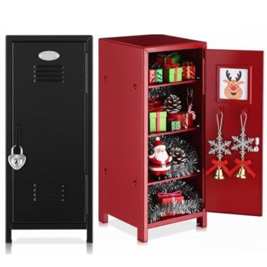 Imagem de Vercraft 2 minicacifos com trava e 2 chaves em miniatura de 27 cm cacifo pequeno de armazenamento realmente fofo para voltar às aulas, mesa de trabalho, quarto, casa, escritório, suprimento (vermelho