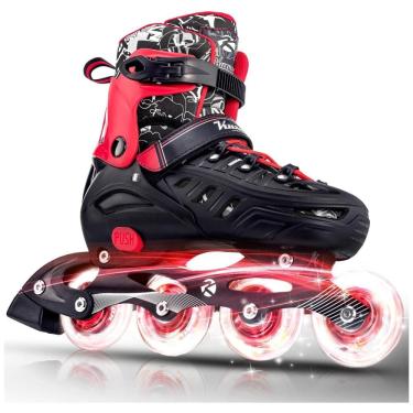 Imagem de Patins Regulável e Ajustável para Jovens e Adultos, com Rodas Iluminadas, Tam BR 37 a 40, Kuxuan, Vermelho