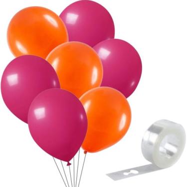 Imagem de Balão Bexiga Látex 9 Pol - 75 Unds, Pink e Laranja + Tira Arco Descons