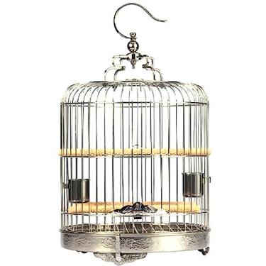 Imagem de Gaiola redonda de aço inoxidável jade gaiola de pássaro de aço inoxidável gaiola de pássaro bordada gaiola oriole gaiola de pássaro acessórios gaiola de banho gaiola de pássaro papagaio gaiola de